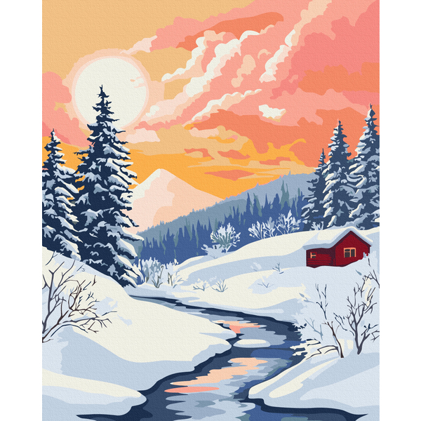 Картина по номерам Затишок, зима, Новий рік, Різдво - Зимова гармонія