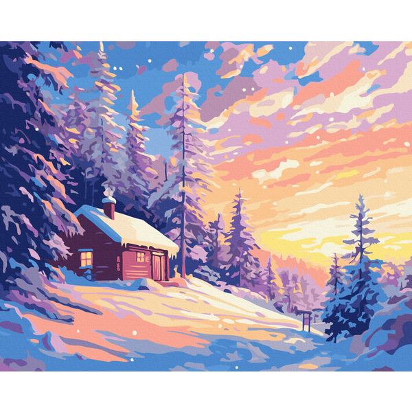 Картина по номерам Затишок, зима, Новий рік, Різдво - Палаюче небо зими