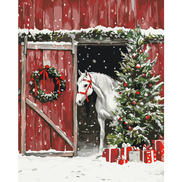 Картина по номерам Затишок, зима, Новий рік, Різдво - Під дзвін копит і снігу