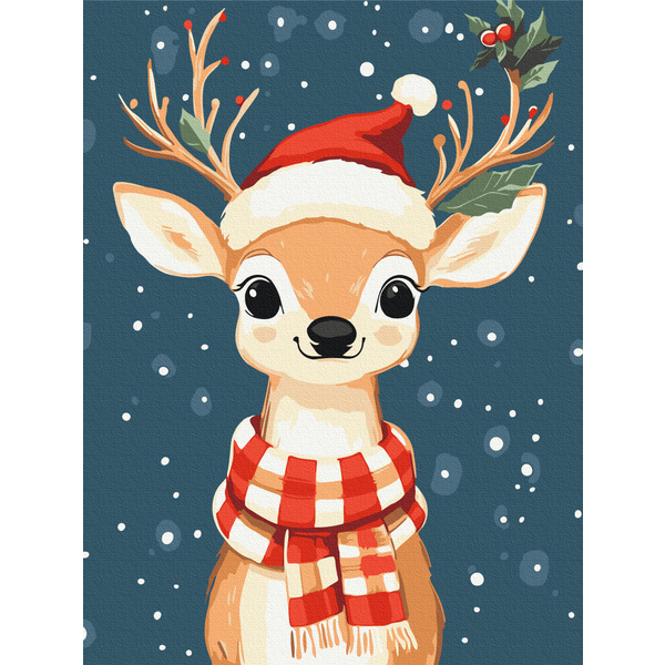 Картина по номерам Затишок, зима, Новий рік, Різдво - Святкове оленя