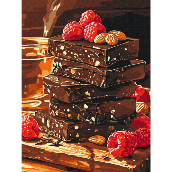 Картина по номерам Тварини, птахи та риби - Шоколад с орехами и фруктами