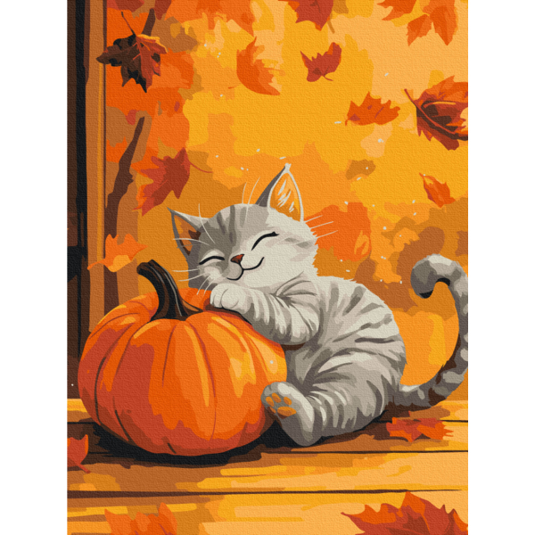 Картина по номерам Тварини, птахи та риби - Кіт з гарбузом