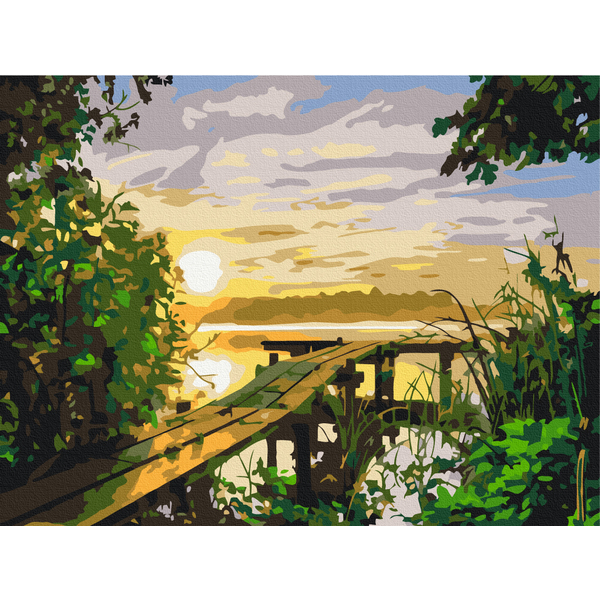 Картина по номерам Пейзажі - Захід сонця на річці