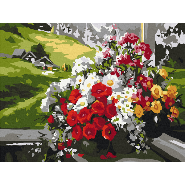 Картина по номерам Квіти - Букети на вікні