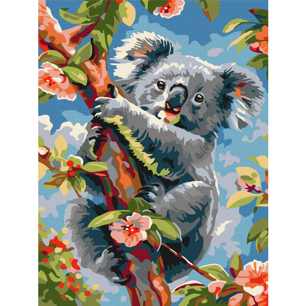 Картина по номерам Тварини, птахи та риби - Коала серед квітів