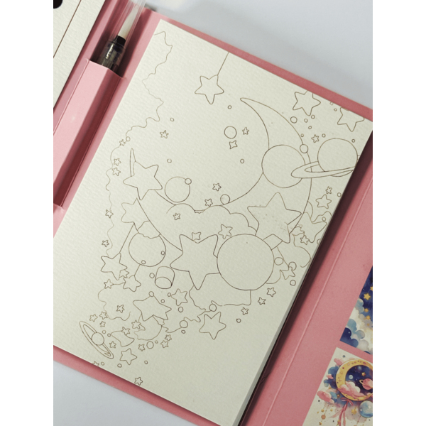 Скетч буки - Акварельный скетчбук, с ручкой и твердыми красками 