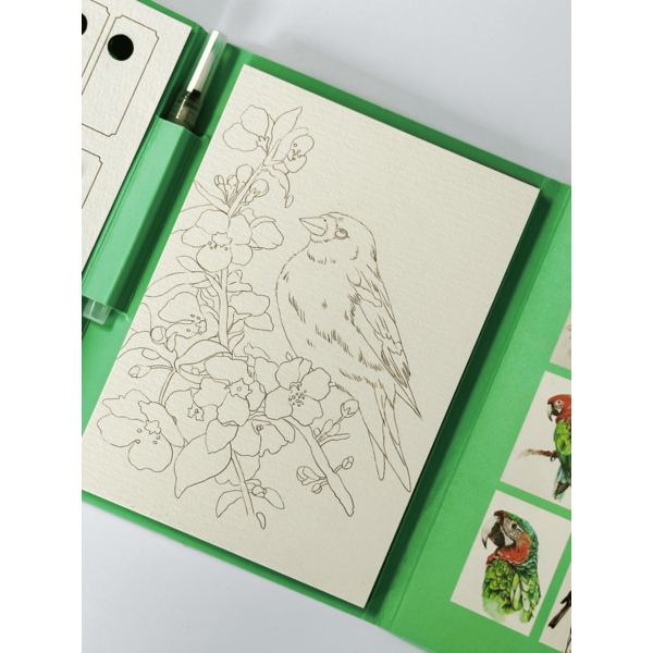 Скетч буки - Акварельный скетчбук, с ручкой и твердыми красками 