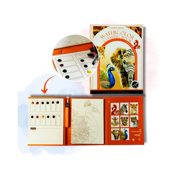 Скетч буки - Акварельный скетчбук, с ручкой и твердыми красками 