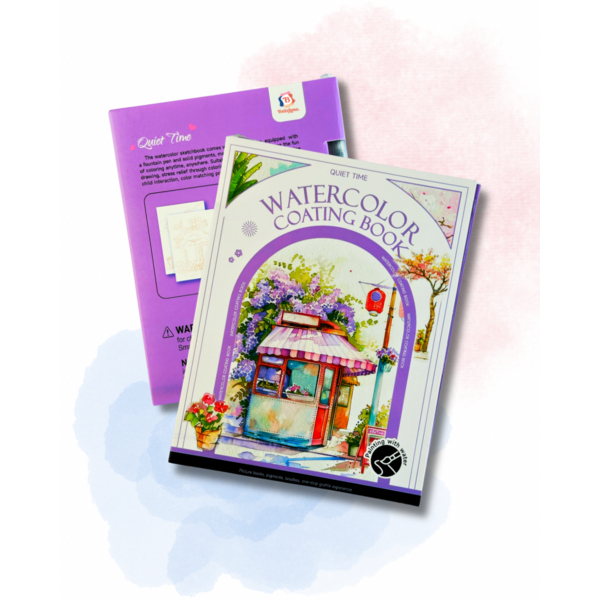 Скетч буки - Акварельный скетчбук, с ручкой и твердыми красками 