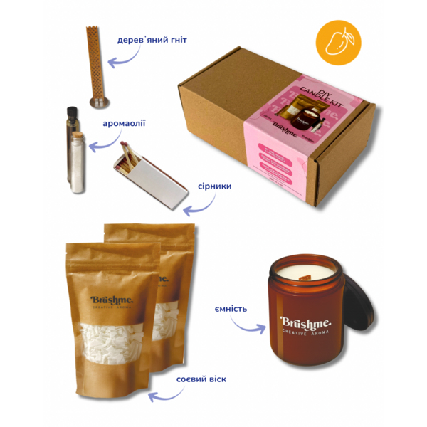 Набори для створення свічок - Набор для создания свечи (наливная), 250мл «Манговый шелк»