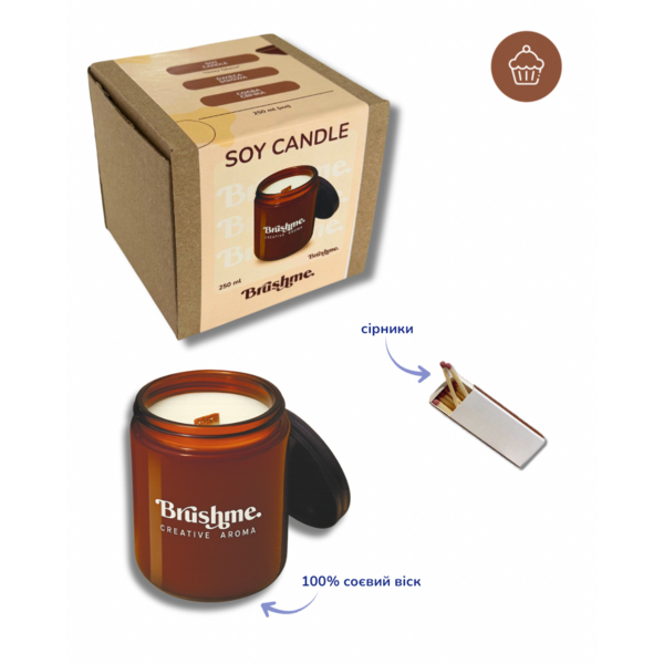 Свiчки - Соевая свеча наливная «Шоколадное пирожное» 250мл