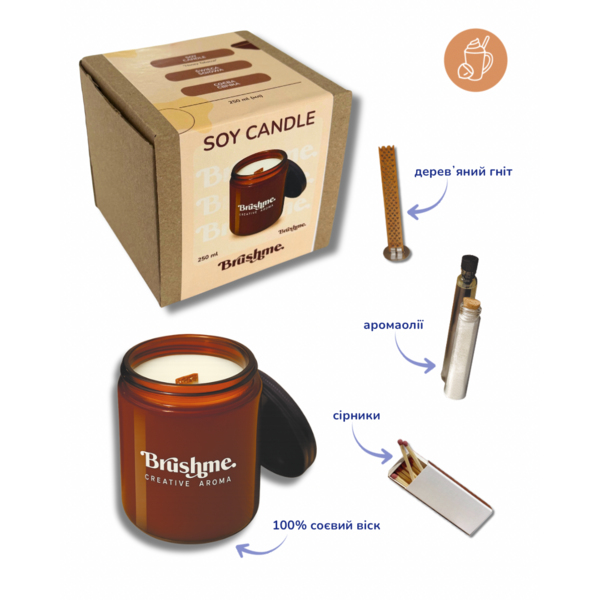 Свiчки - Соевая свеча наливная «Ореховый латте» 250мл