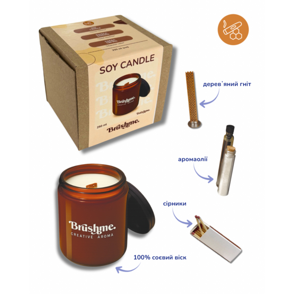 Свiчки - Соевая свеча наливная «Медовый табак» 250мл