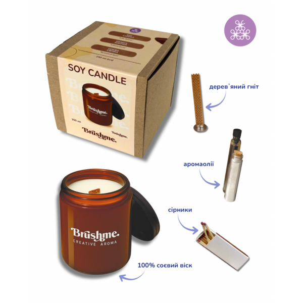 Свiчки - Соевая свеча наливная «Сиреневый бриз» 250мл