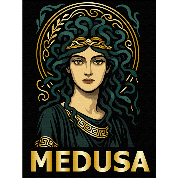 Картина по номерам На чорному полотні - Медуза