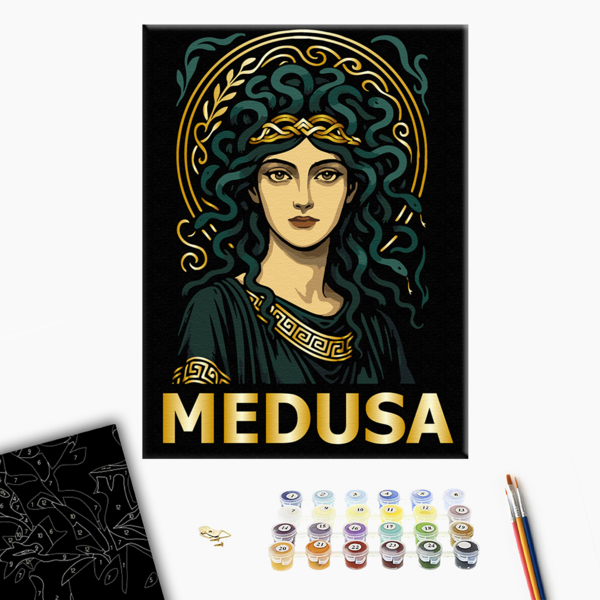 Картина по номерам На чорному полотні - Медуза