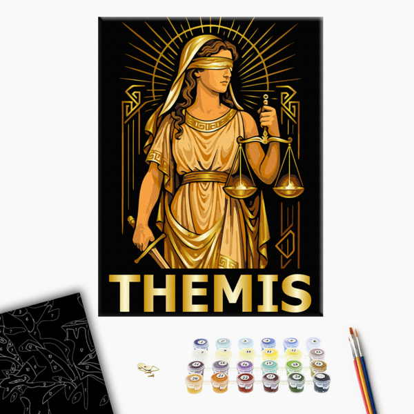 Картина по номерам На чорному полотні - Феміда