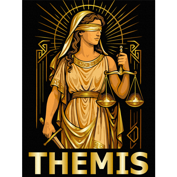 Картина по номерам На чорному полотні - Феміда