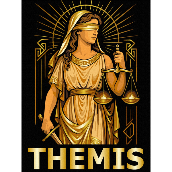 Картина по номерам На чорному полотні - Фемида