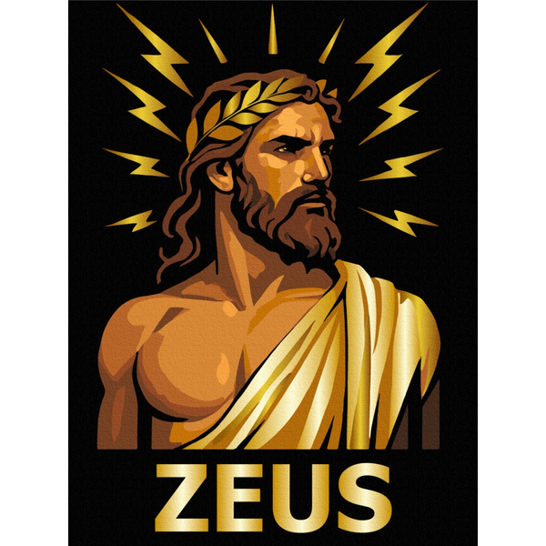 Картина по номерам На чорному полотні - Зевс