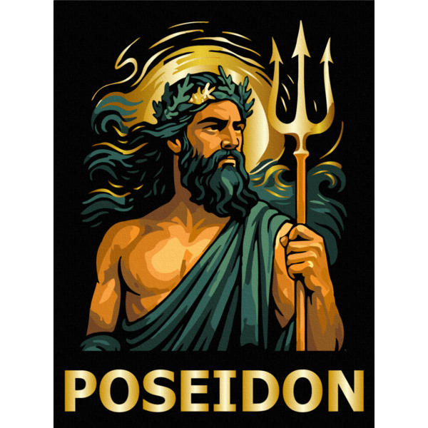 Картина по номерам На чорному полотні - Посейдон