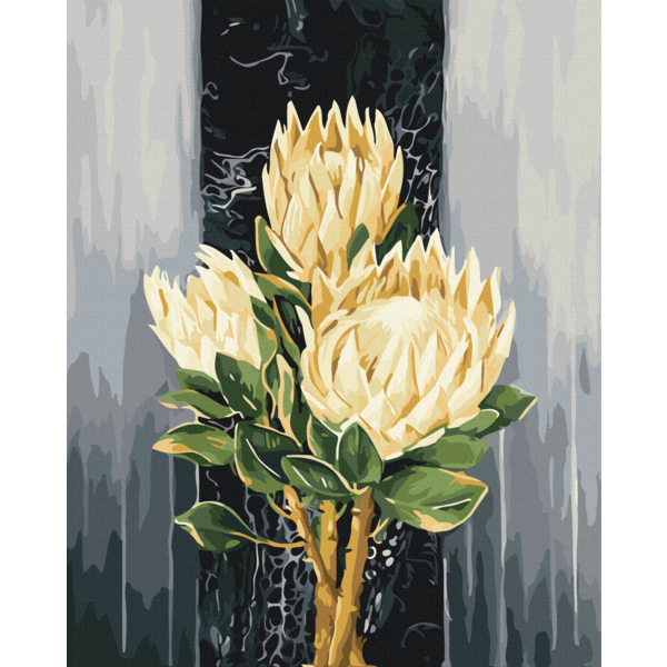 Картина по номерам Квіти - Білі протеї