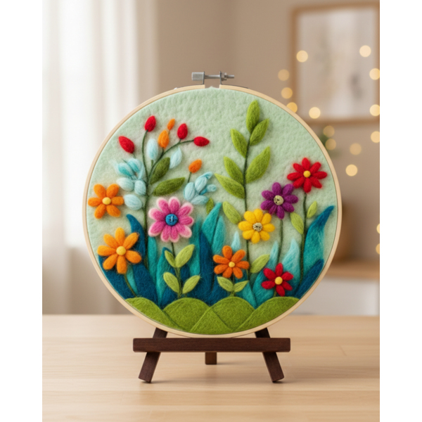 Набір для вишивки фетром круглі D20 - Набір для валяння картини з вовни 