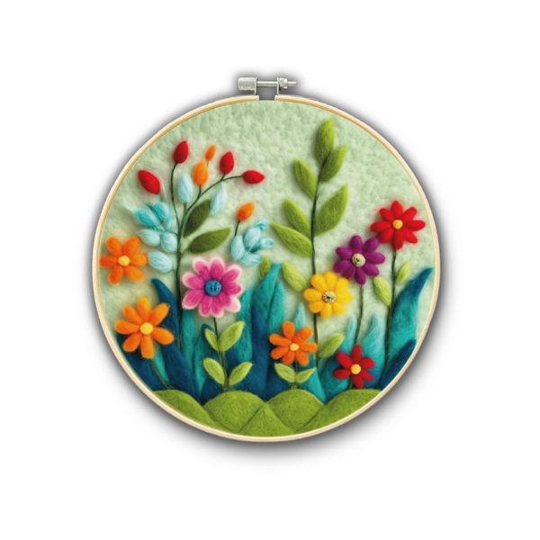 Набір для вишивки фетром круглі D20 - Набір для валяння картини з вовни 