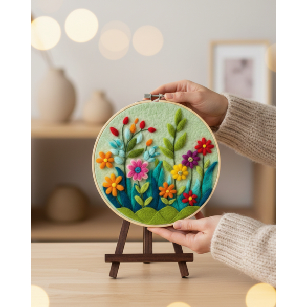 Набір для вишивки фетром круглі D20 - Набір для валяння картини з вовни 