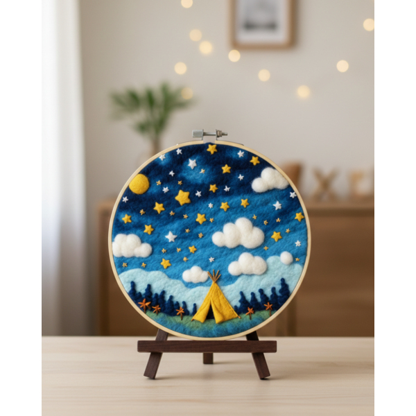 Набір для вишивки фетром круглі D20 - Набір для валяння картини з вовни 