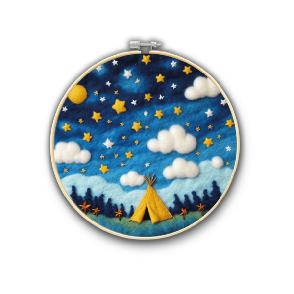 Набір для вишивки фетром круглі D20 - Набір для валяння картини з вовни 