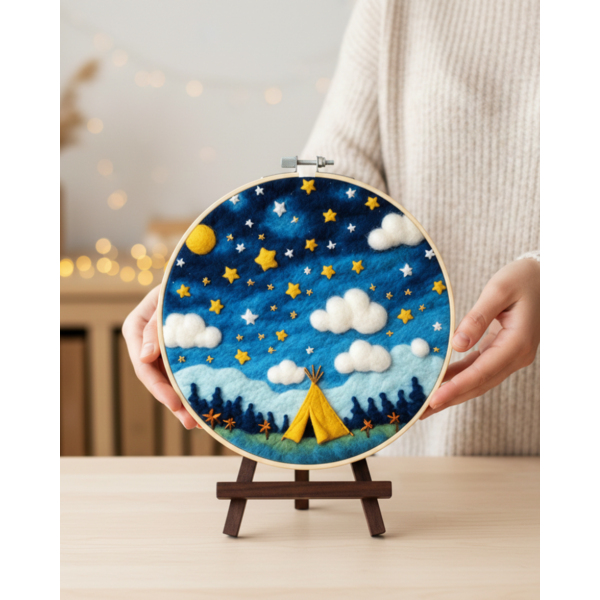 Набір для вишивки фетром круглі D20 - Набір для валяння картини з вовни 