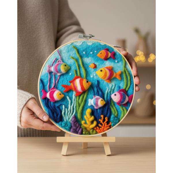 Набір для вишивки фетром круглі D20 - Набор для валяния картины из шерсти 