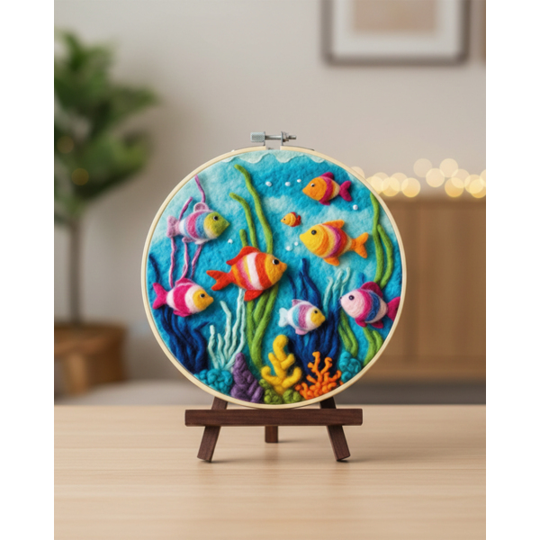 Набір для вишивки фетром круглі D20 - Набор для валяния картины из шерсти 