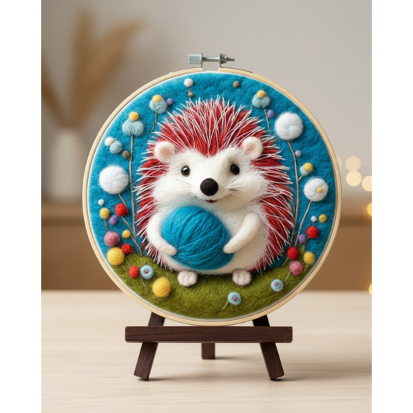 Набір для вишивки фетром круглі D20 - Набір для валяння картини з вовни 