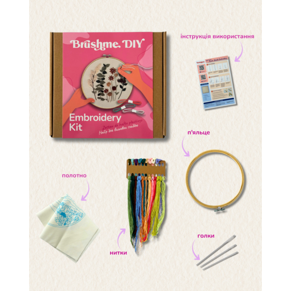 Набір для вишивки гладдю круглі D20 - Set for cross-stitch embroidery 