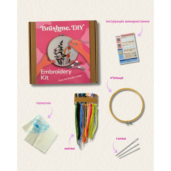 Набір для вишивки гладдю круглі D20 - Набор для вышивки гладью 