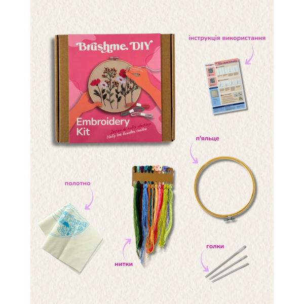 Набір для вишивки гладдю круглі D20 - Набір для вишивки гладдю 