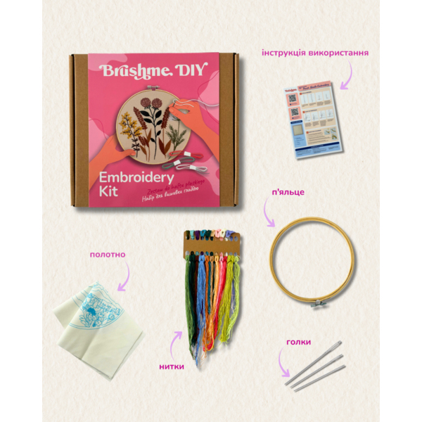 Набір для вишивки гладдю круглі D20 - Набір для вишивки гладдю 