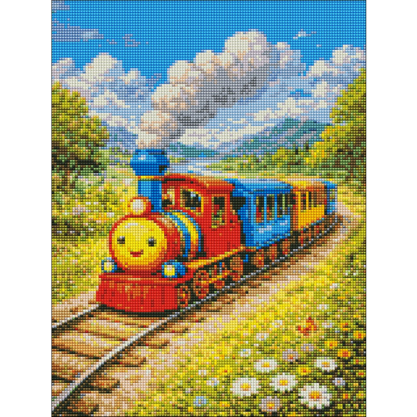 Алмазная мозаика 40x30 Власного виробництва - Маленький паровозик