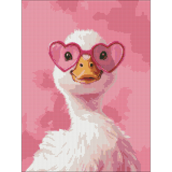 Алмазная мозаика 40x30 Власного виробництва - Качечка в рожевих окулярах