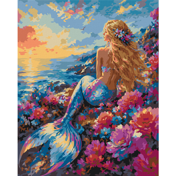 Картина по номерам Люди на картинах - Mermaid at sunset