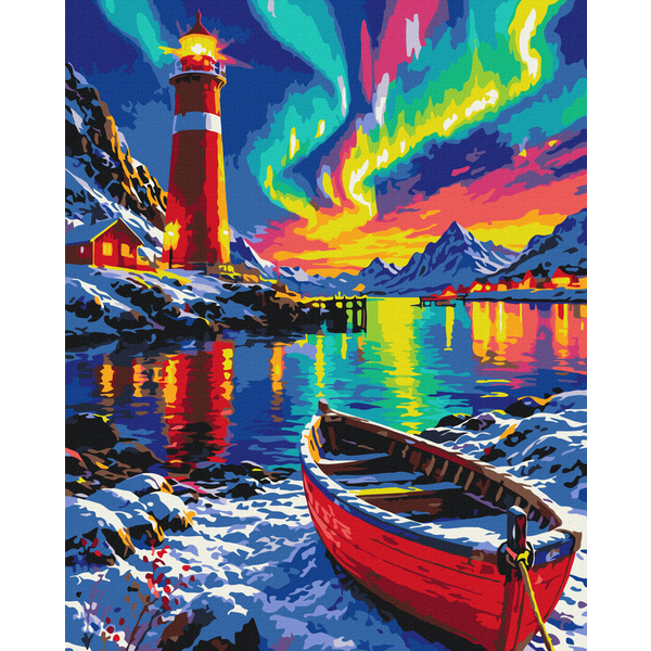 Картина по номерам Натюрморти - Lighthouse and the Northern Lights